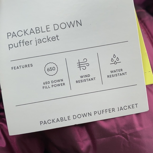 All in Motion Packable Down Puffer Jacket Magenta NWT XS - Picture 3 of 7